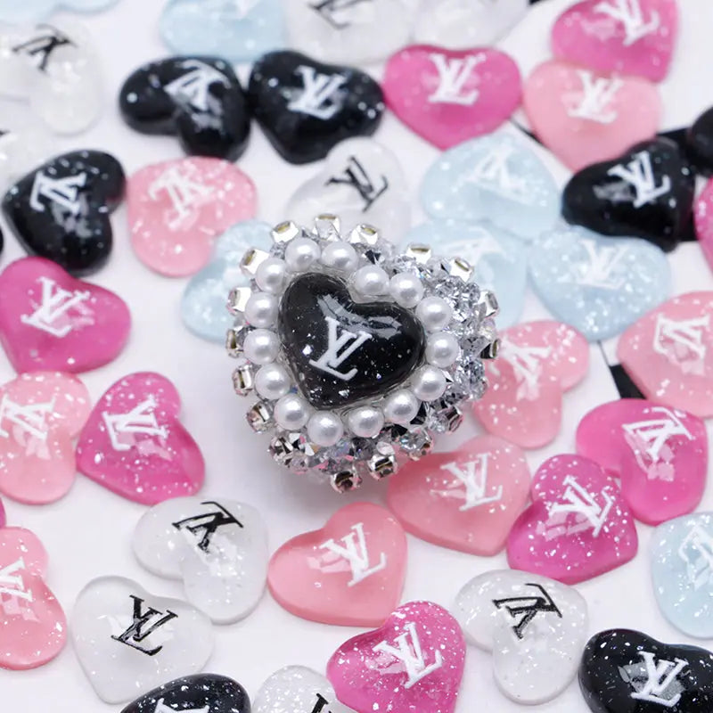 FS4184- Glitter Heart Nail Charms For DIY Project Zoe's DIY Shop