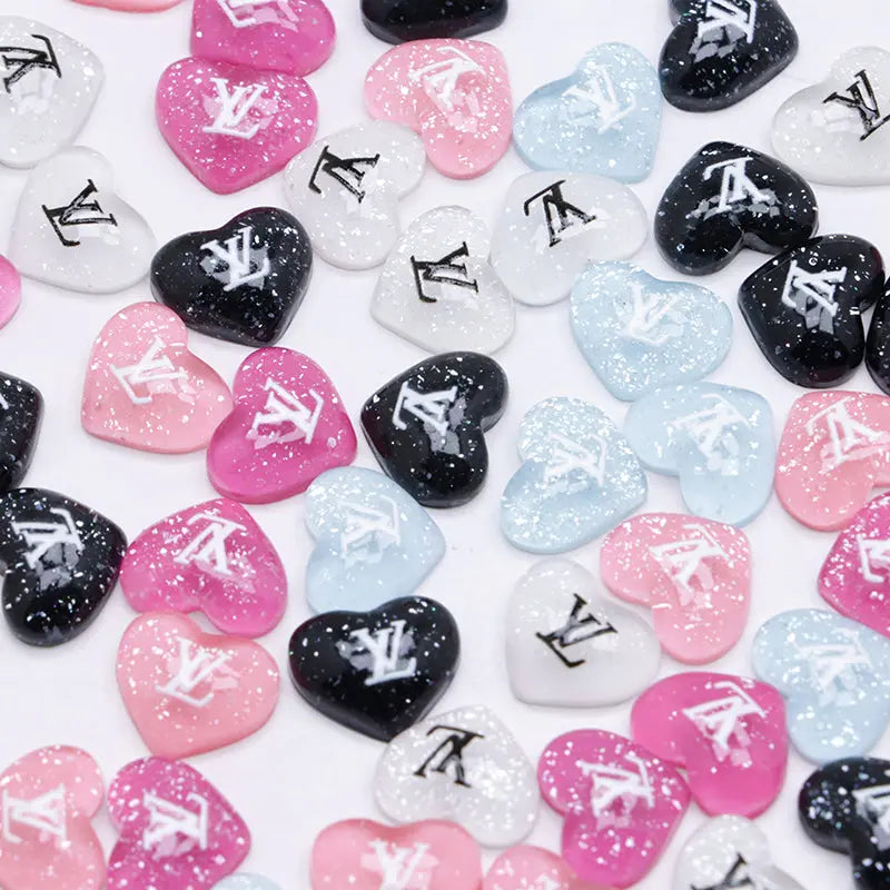 FS4184- Glitter Heart Nail Charms For DIY Project Zoe's DIY Shop