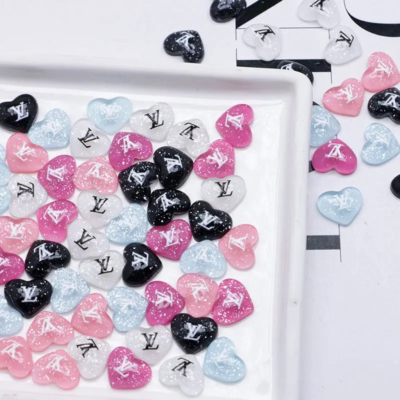 FS4184- Glitter Heart Nail Charms For DIY Project Zoe's DIY Shop