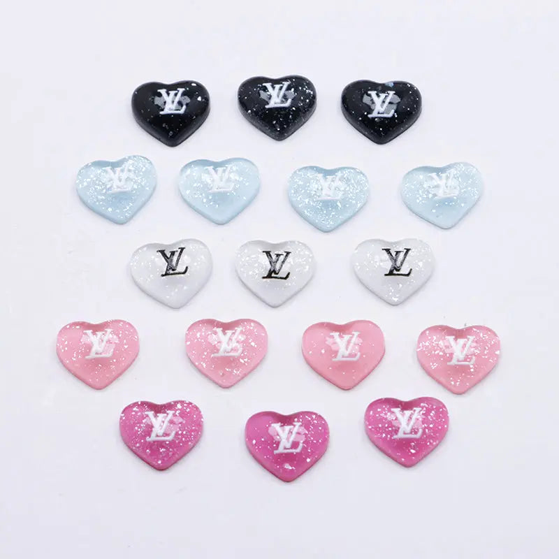FS4184- Glitter Heart Nail Charms For DIY Project Zoe's DIY Shop