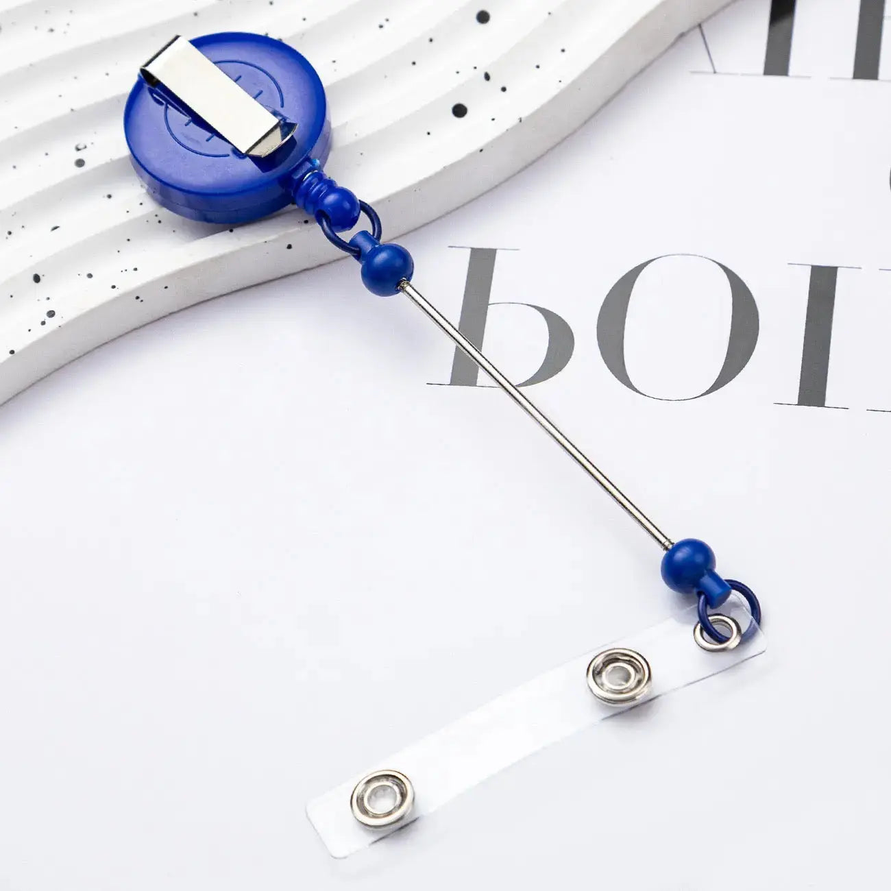 FS4244-Beaded Retractable Back Badge Holder Reels Zoe DIY Wholesale