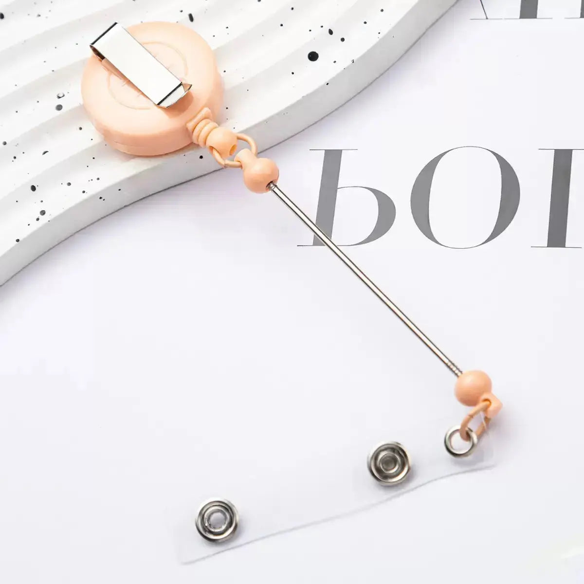 FS4244-Beaded Retractable Back Badge Holder Reels Zoe DIY Wholesale