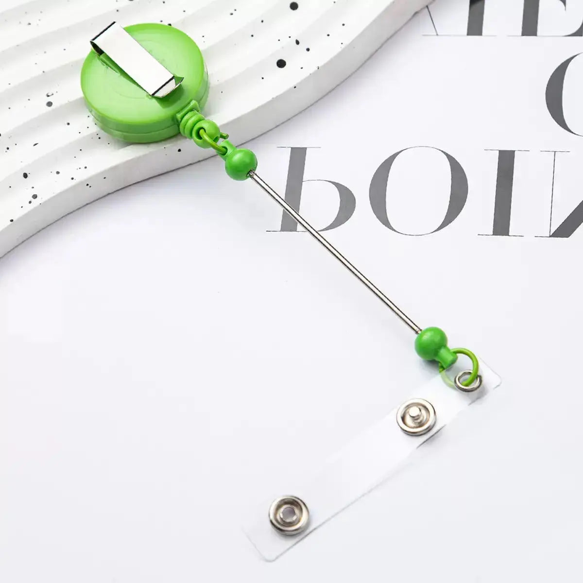 FS4244-Beaded Retractable Back Badge Holder Reels Zoe DIY Wholesale
