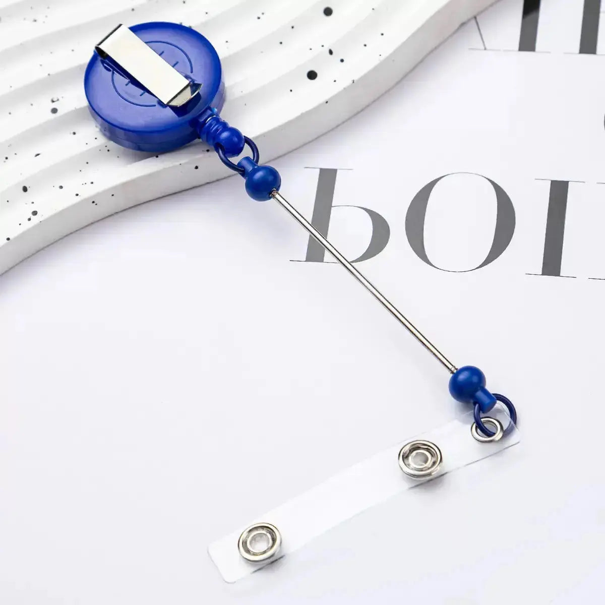 FS4244-Beaded Retractable Back Badge Holder Reels Zoe DIY Wholesale