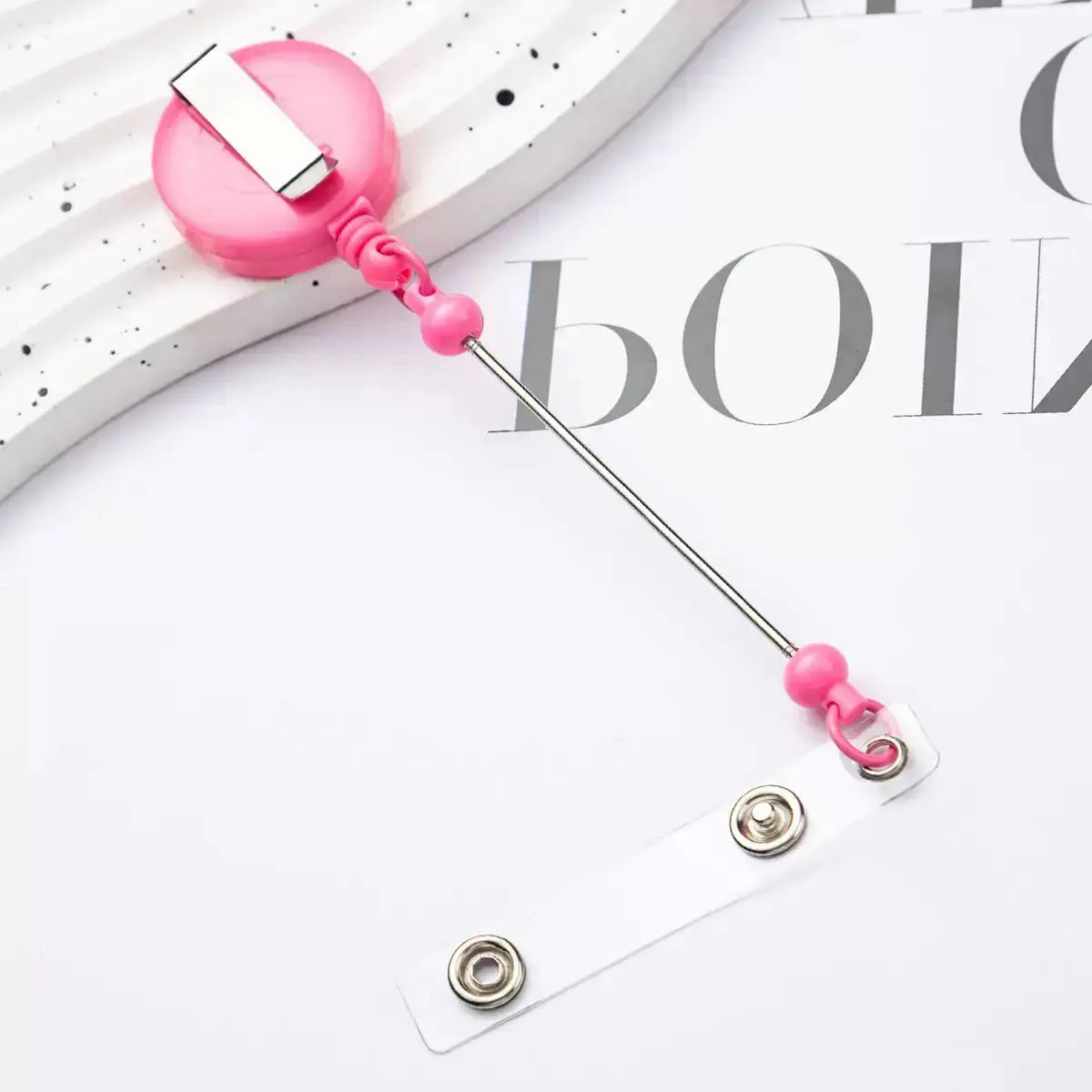 FS4244-Beaded Retractable Back Badge Holder Reels Zoe DIY Wholesale