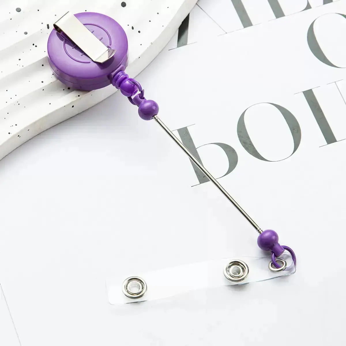 FS4244-Beaded Retractable Back Badge Holder Reels Zoe DIY Wholesale