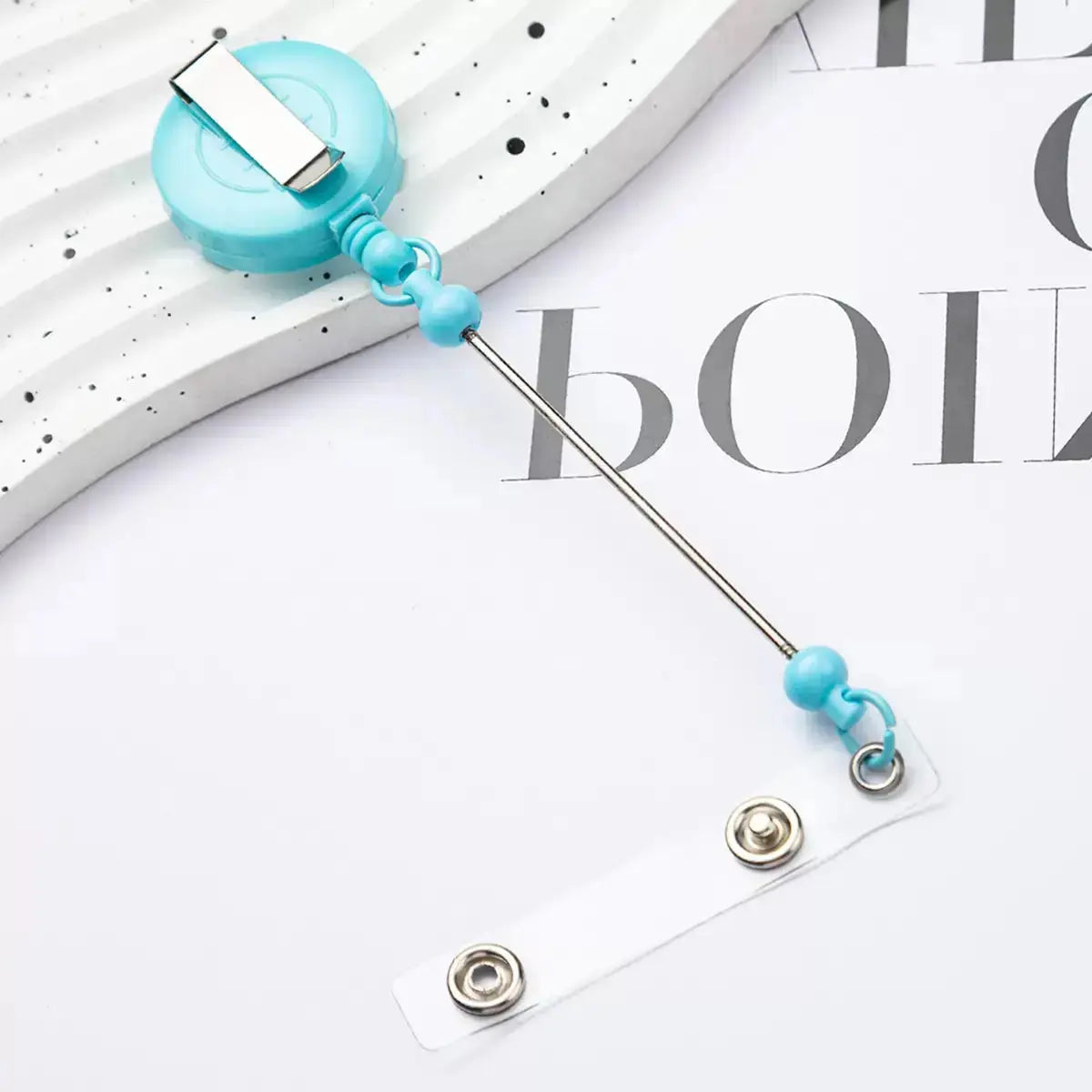FS4244-Beaded Retractable Back Badge Holder Reels Zoe DIY Wholesale