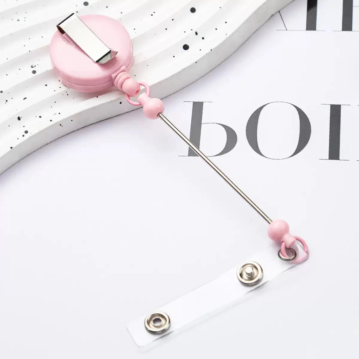 FS4244-Beaded Retractable Back Badge Holder Reels Zoe DIY Wholesale