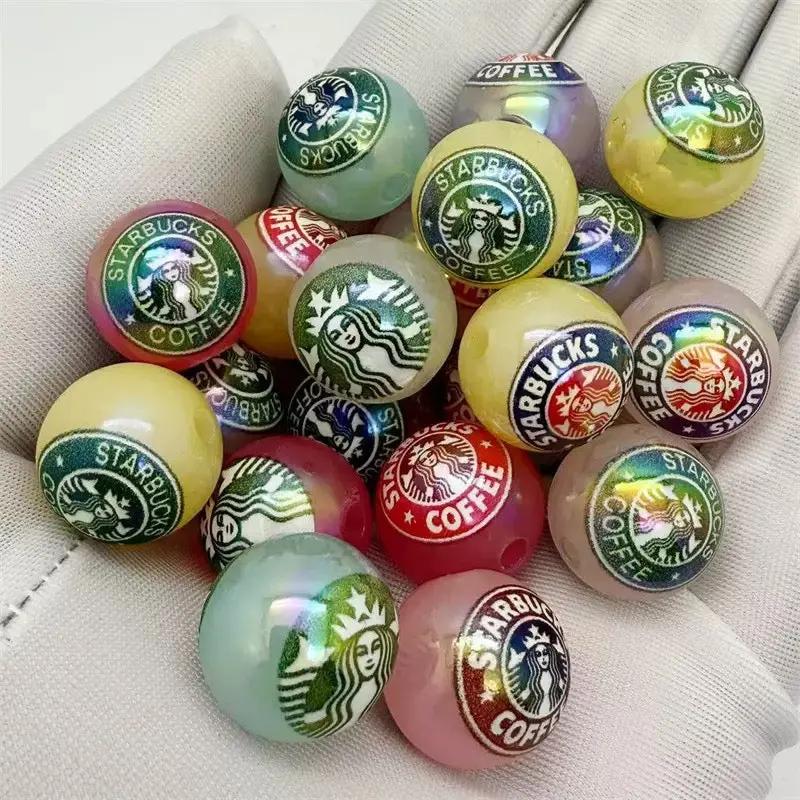 FS4254-16mm UV Coating Star Bucks  Acrylic Beads Fit For Beadable Zoe's DIY Shop