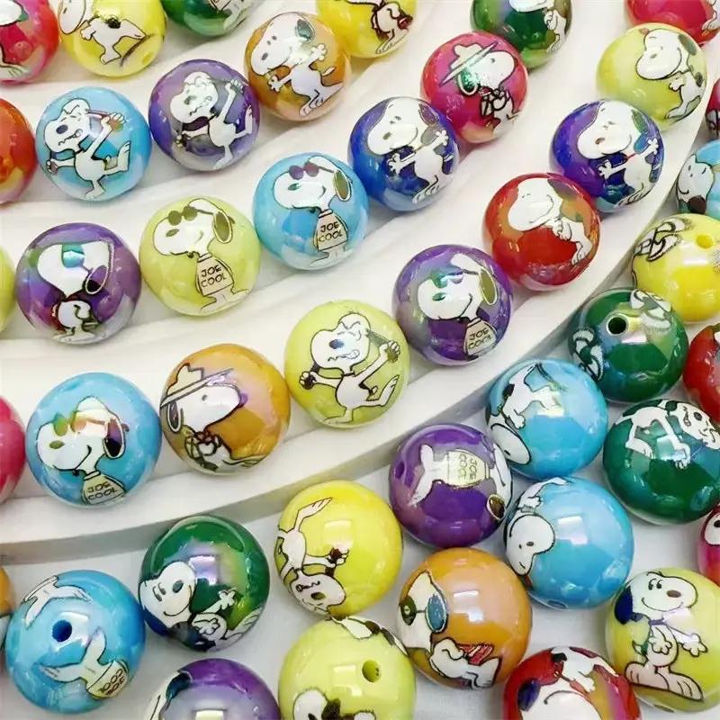 FS4258-16MM Random Mixed Solid Color UV Coating Snoopy Printed Acrylic Beads Fit For Beadable Pens Zoe's DIY Shop