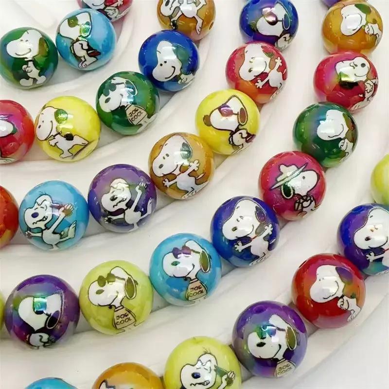 FS4258-16MM Random Mixed Solid Color UV Coating Snoopy Printed Acrylic Beads Fit For Beadable Pens Zoe's DIY Shop