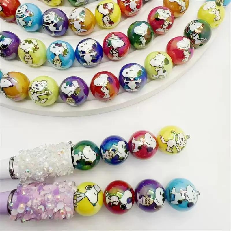 FS4258-16MM Random Mixed Solid Color UV Coating Snoopy Printed Acrylic Beads Fit For Beadable Pens Zoe's DIY Shop