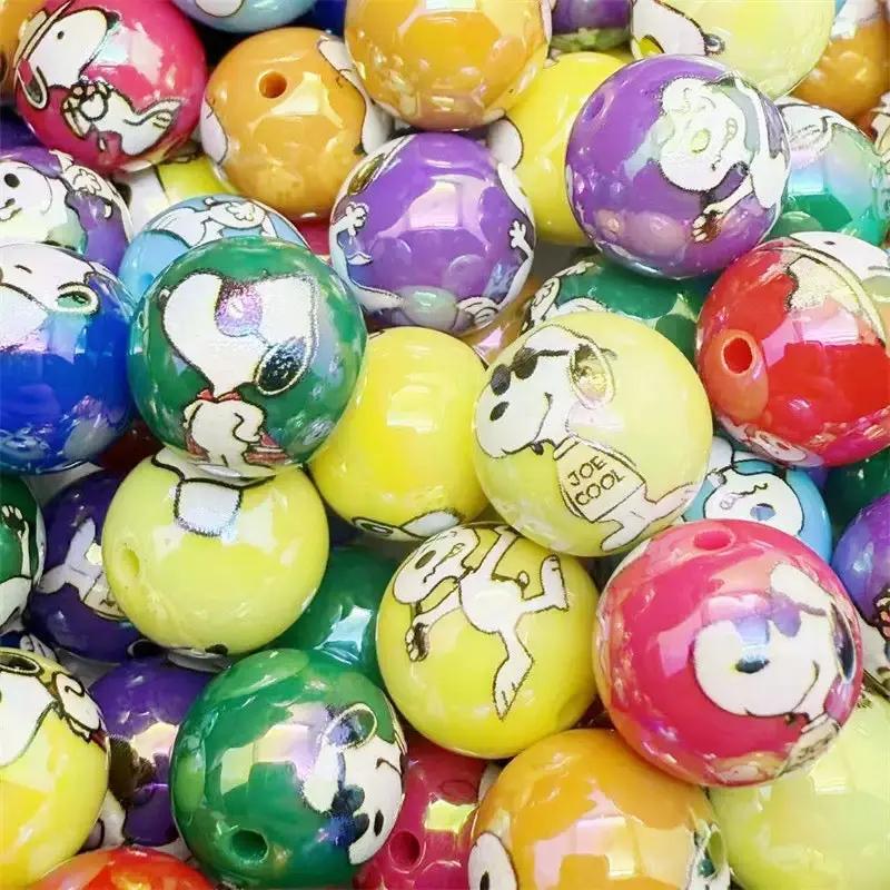 FS4258-16MM Random Mixed Solid Color UV Coating Snoopy Printed Acrylic Beads Fit For Beadable Pens Zoe's DIY Shop