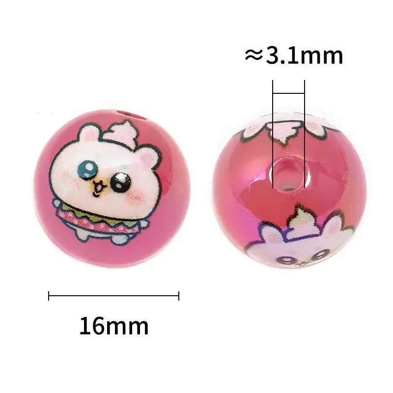 FS4261-16mm UV Coating Printed Acrylic Beads Fit For Beadable Pens Zoe's DIY Shop