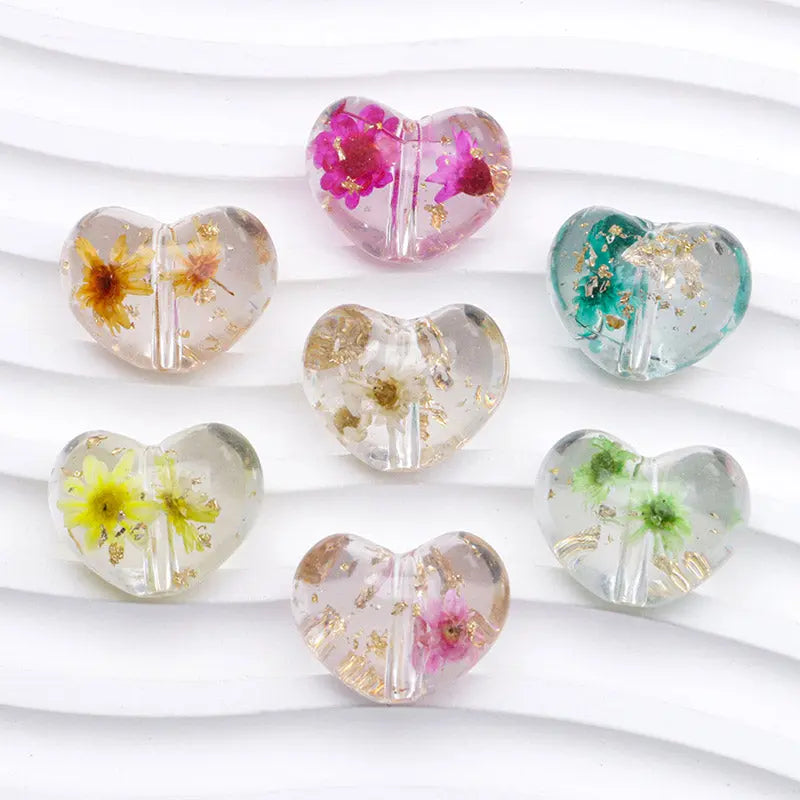 FS4262- Loving - Heart Dried - Flower Resin Beads 20mm For DIY Projects Zoe's DIY Shop