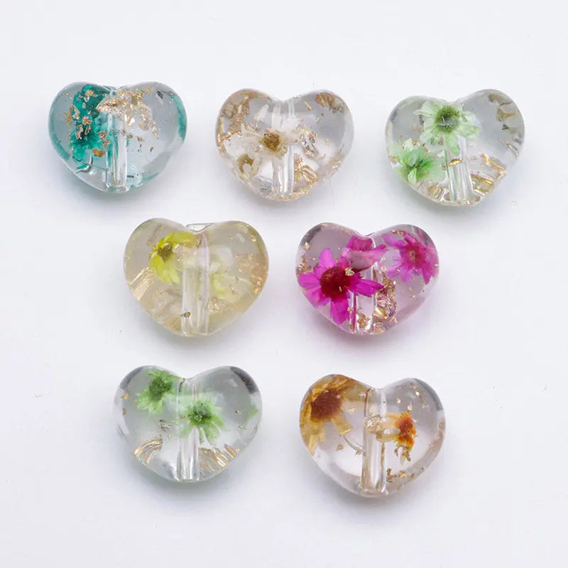 FS4262- Loving - Heart Dried - Flower Resin Beads 20mm For DIY Projects Zoe's DIY Shop