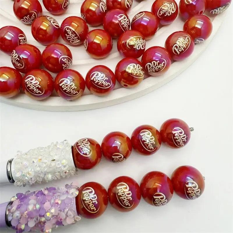 FS4263-16Mm Printed UV Coating Acrylic Beads Fit For Beadable Pens Zoe's DIY Shop