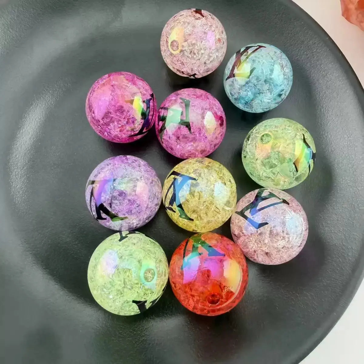 FS4276-About 20mm Cracked Acrylic Beads Zoe DIY Wholesale