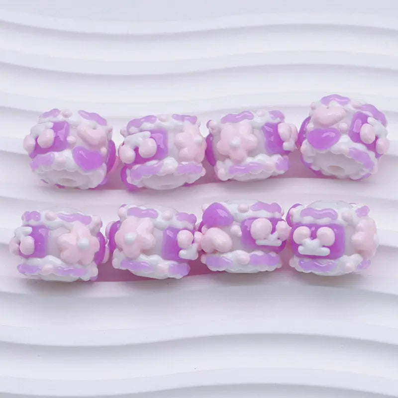FS4390- 16mm Purple Hand-Painted Beads For Keychain Beadable Pens Making Zoe's DIY Shop