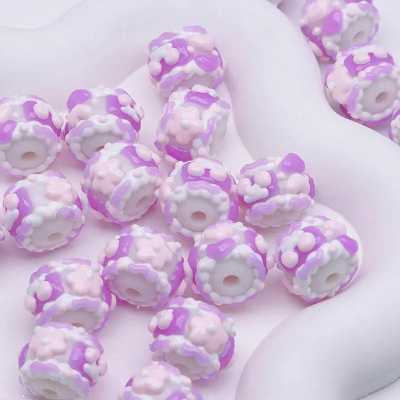 FS4390- 16mm Purple Hand-Painted Beads For Keychain Beadable Pens Making Zoe's DIY Shop