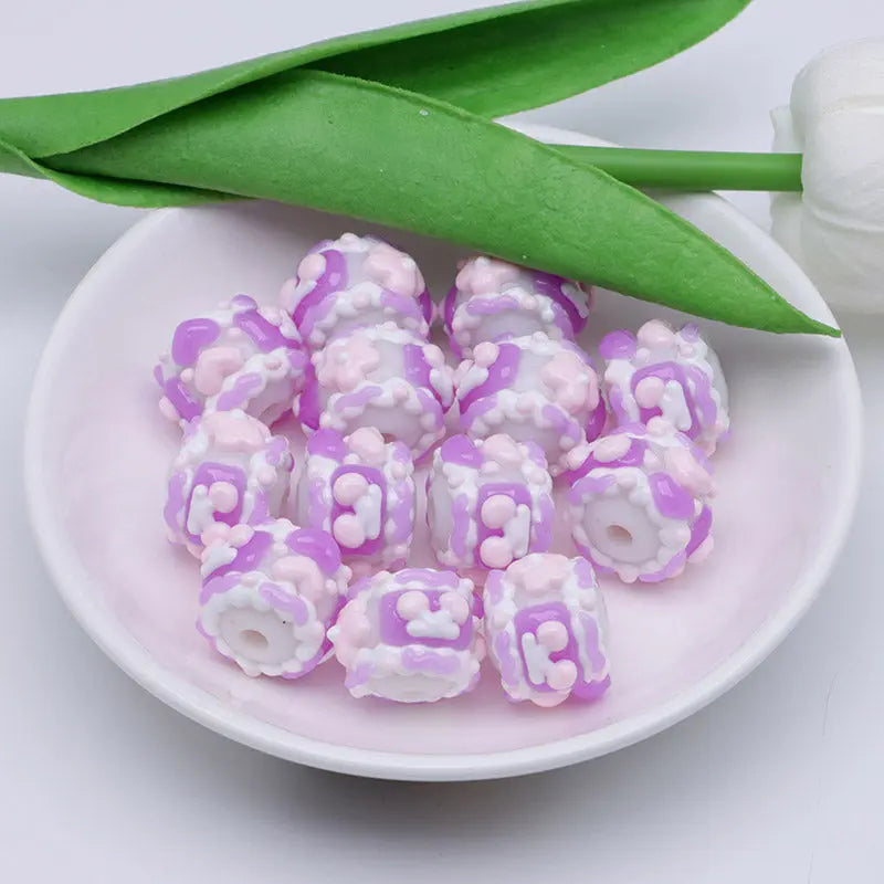 FS4390- 16mm Purple Hand-Painted Beads For Keychain Beadable Pens Making Zoe's DIY Shop