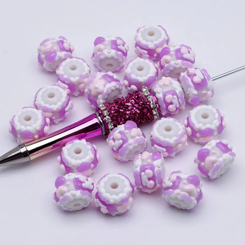 FS4390- 16mm Purple Hand-Painted Beads For Keychain Beadable Pens Making Zoe's DIY Shop