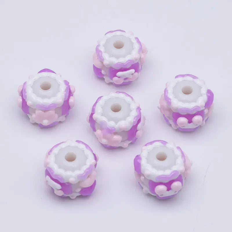 FS4390- 16mm Purple Hand-Painted Beads For Keychain Beadable Pens Making Zoe's DIY Shop