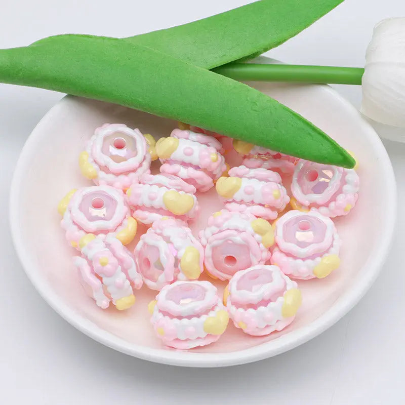 FS4391- 16mm Pink Hand-Painted Beads For Keychain Beadable Pens Making Zoe's DIY Shop