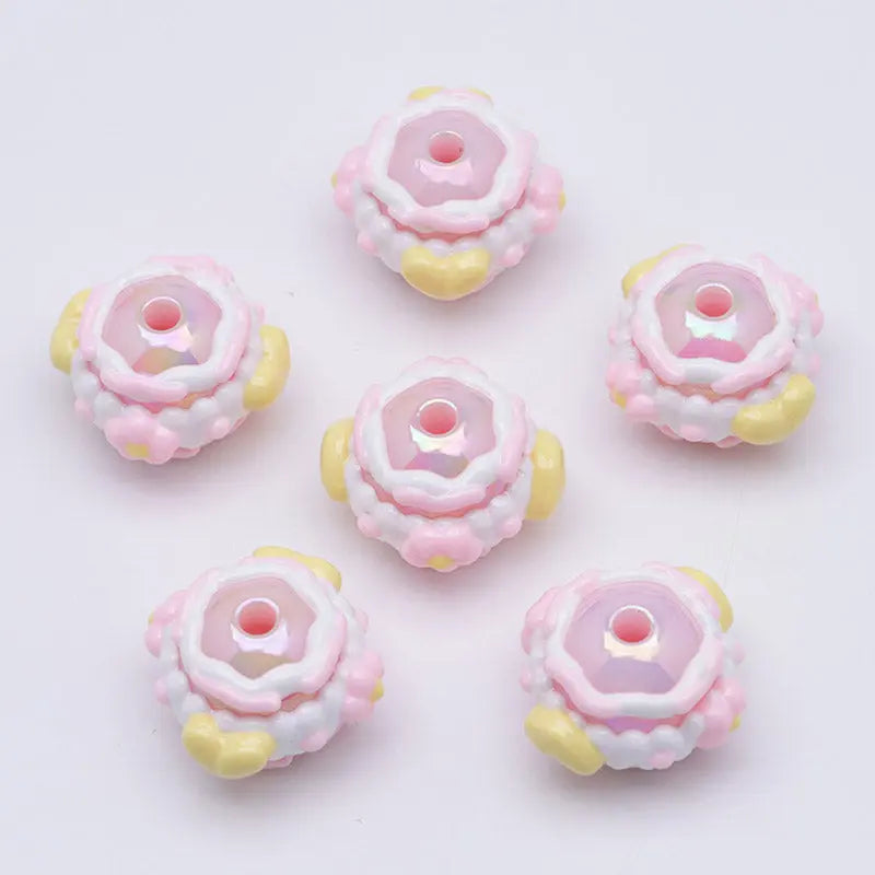 FS4391- 16mm Pink Hand-Painted Beads For Keychain Beadable Pens Making Zoe's DIY Shop