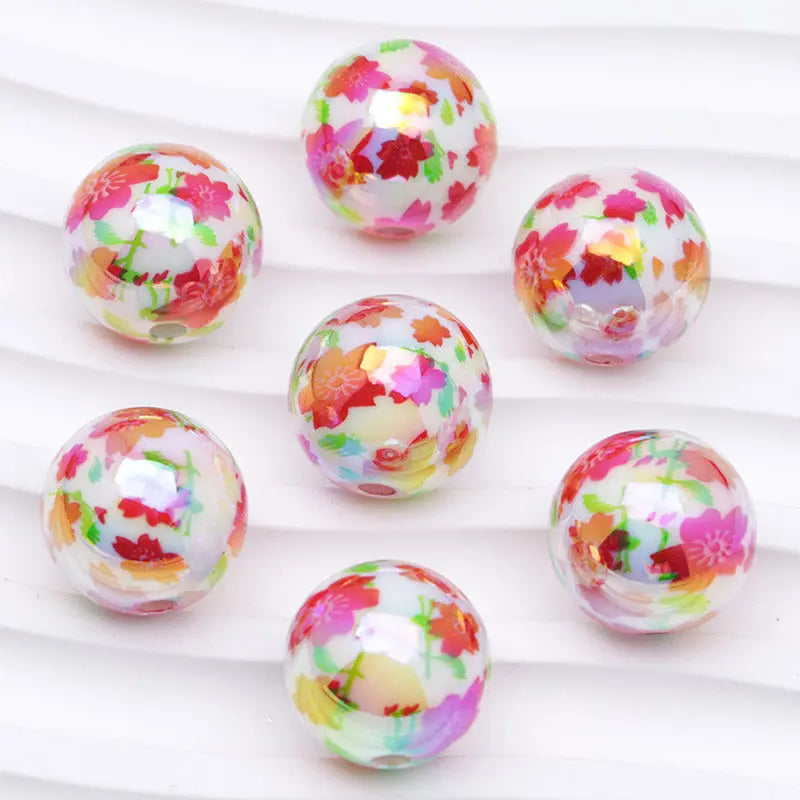 FS4393- 16mm Red Flower Printed Acrylic Beads For DIY Projects Zoe's DIY Shop
