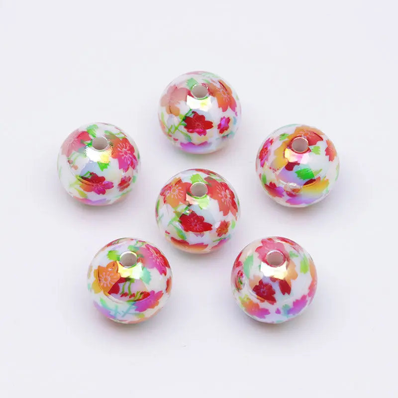 FS4393- 16mm Red Flower Printed Acrylic Beads For DIY Projects Zoe's DIY Shop