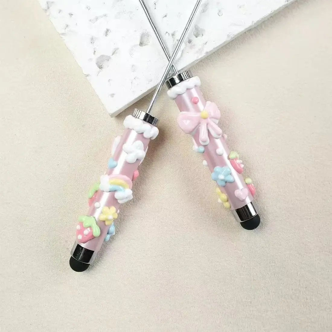 FS4458-1Piece Pink Bow Hand Painted Beadable Pens Zoe's DIY Shop