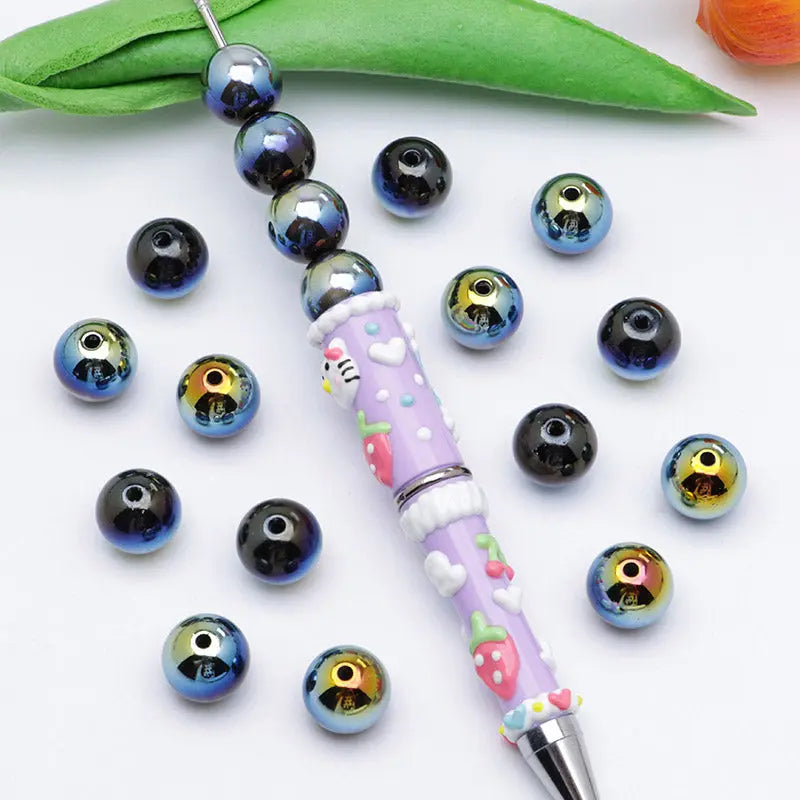 FS4465- 12mm Uv Black Cat Eye Beads Fit For Pen Zoe's DIY Shop