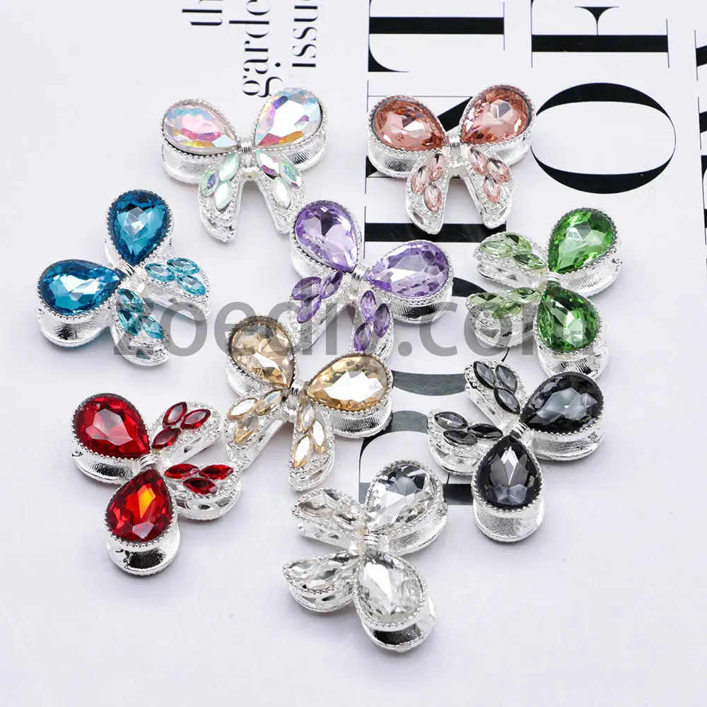 FS4517- 2Pieces Crystal Diamond Metal Bows Beads Fit For Beadable Pens Zoe's DIY Shop