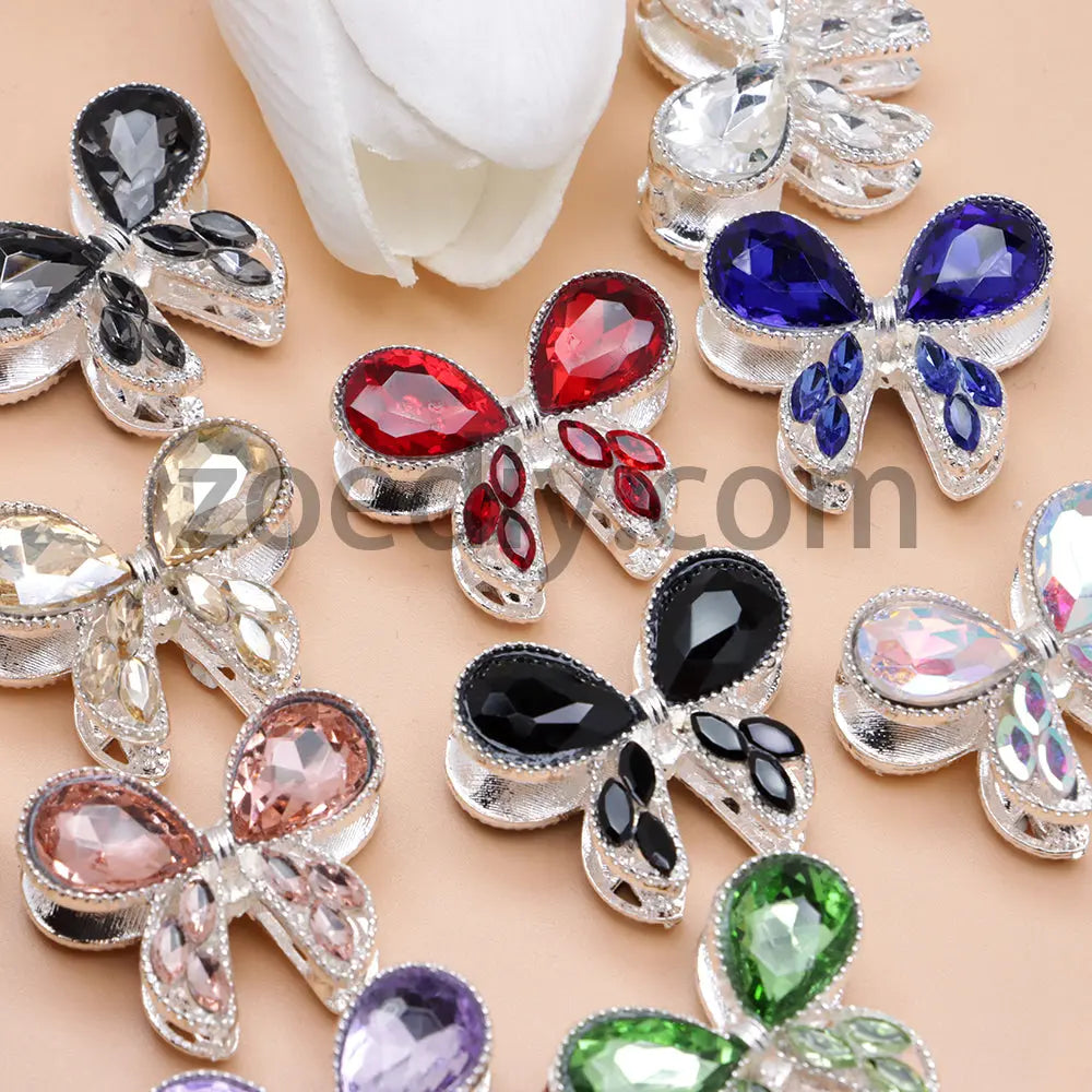 FS4517- 2Pieces Crystal Diamond Metal Bows Beads Fit For Beadable Pens Zoe's DIY Shop