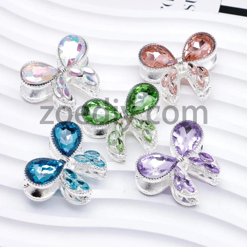 FS4517- 2Pieces Crystal Diamond Metal Bows Beads Fit For Beadable Pens Zoe's DIY Shop