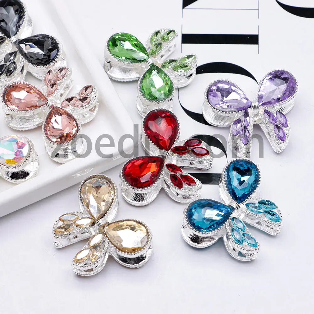 FS4517- 2Pieces Crystal Diamond Metal Bows Beads Fit For Beadable Pens Zoe's DIY Shop