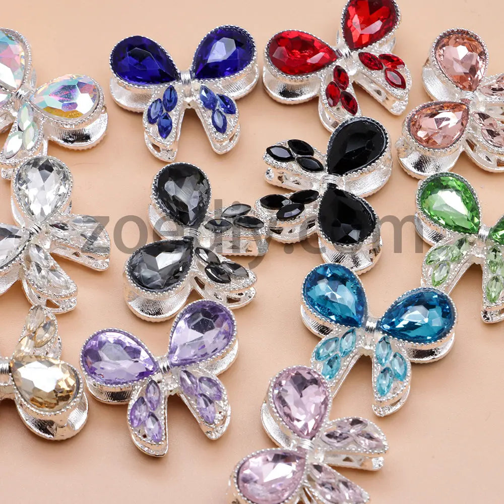 FS4517- 2Pieces Crystal Diamond Metal Bows Beads Fit For Beadable Pens Zoe's DIY Shop