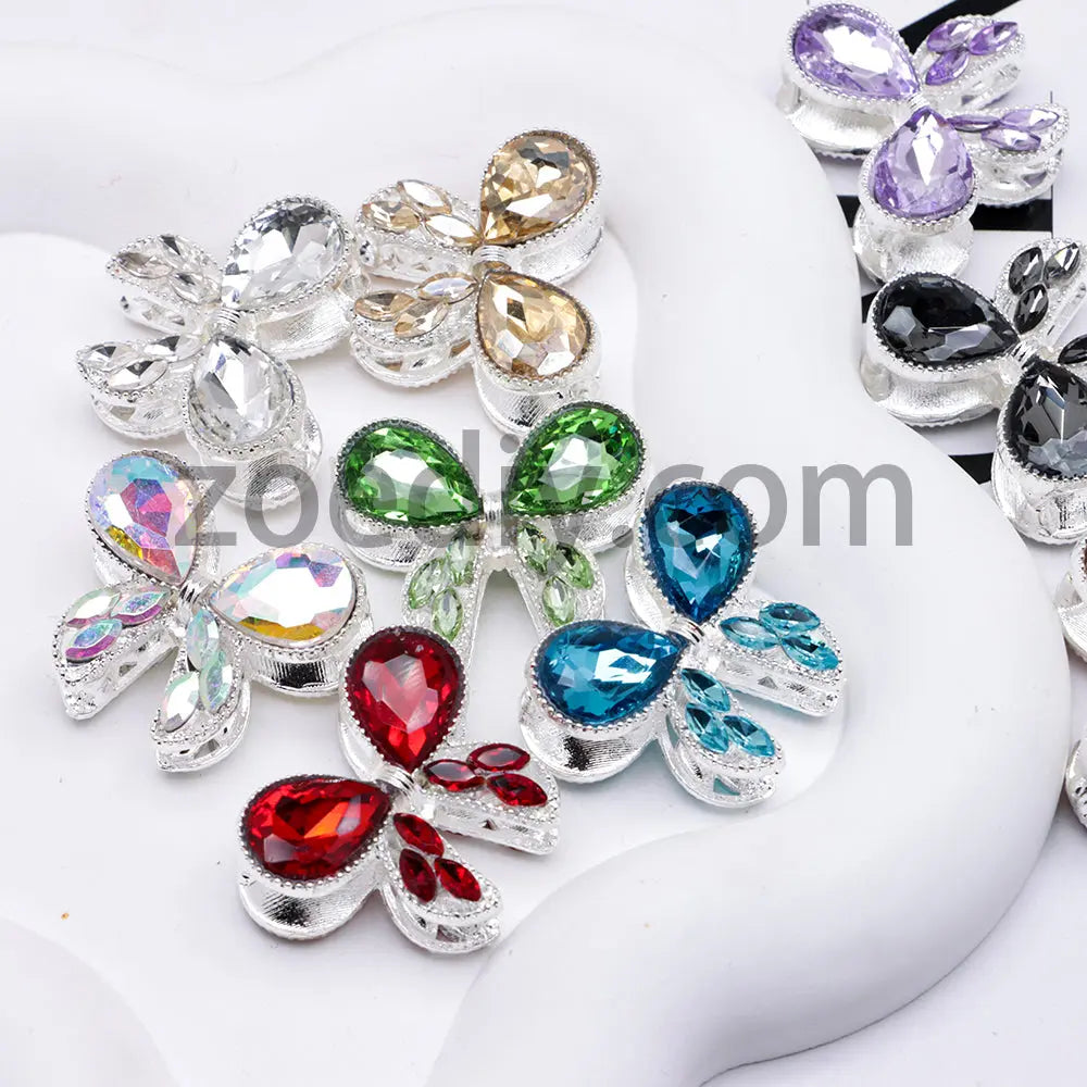 FS4517- 2Pieces Crystal Diamond Metal Bows Beads Fit For Beadable Pens Zoe's DIY Shop