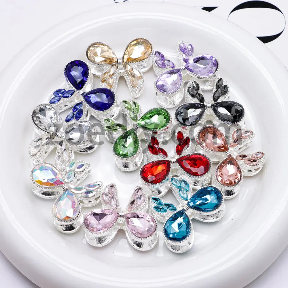 FS4517- 2Pieces Crystal Diamond Metal Bows Beads Fit For Beadable Pens Zoe's DIY Shop