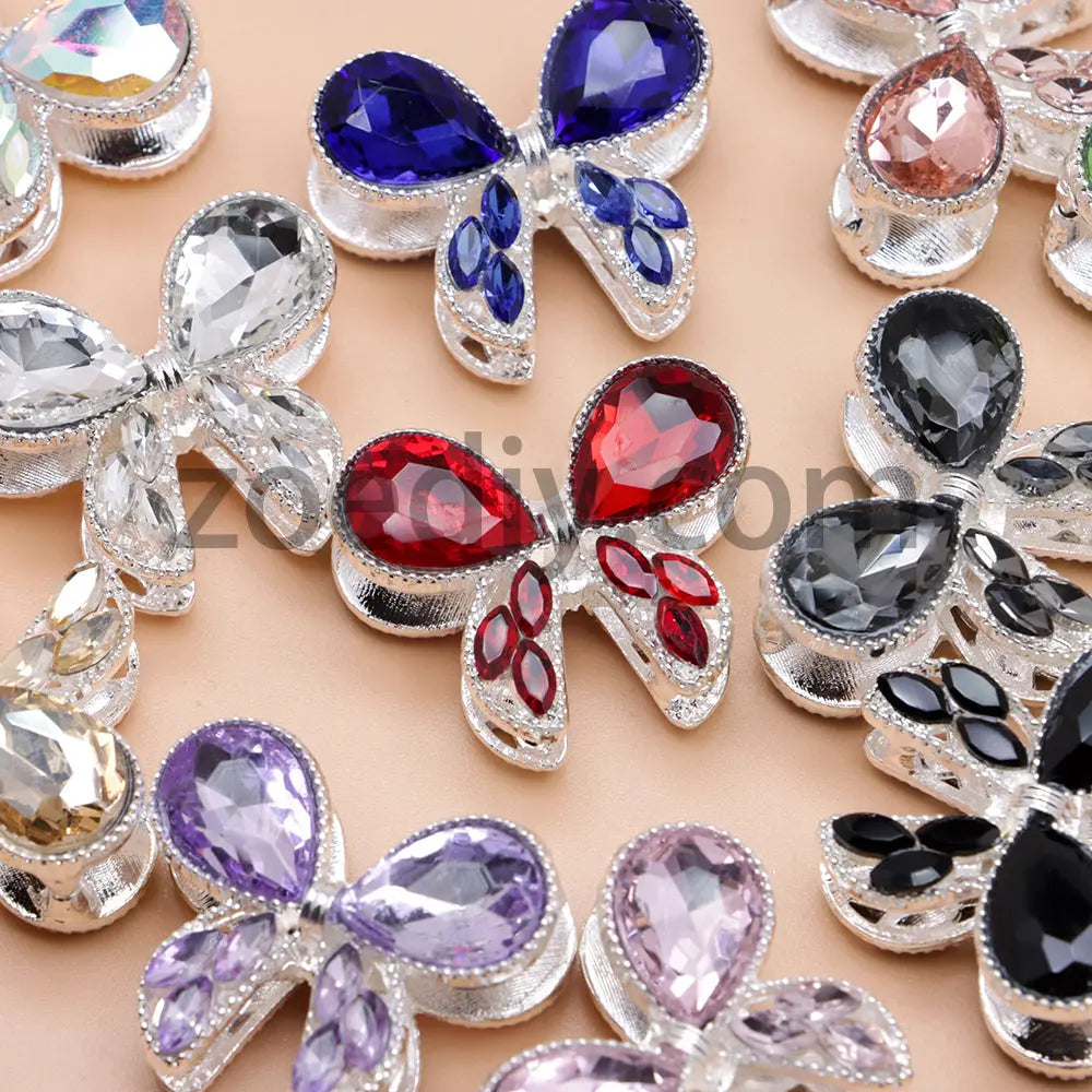 FS4517- 2Pieces Crystal Diamond Metal Bows Beads Fit For Beadable Pens Zoe's DIY Shop