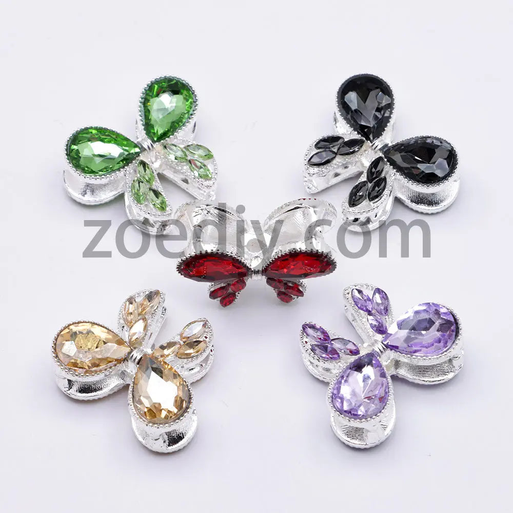 FS4517- 2Pieces Crystal Diamond Metal Bows Beads Fit For Beadable Pens Zoe's DIY Shop