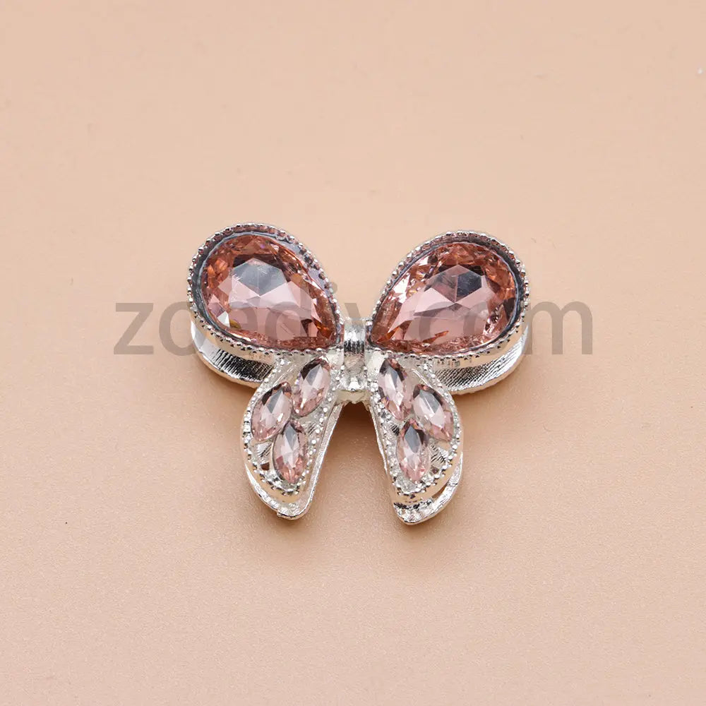 FS4517- 2Pieces Crystal Diamond Metal Bows Beads Fit For Beadable Pens Zoe's DIY Shop