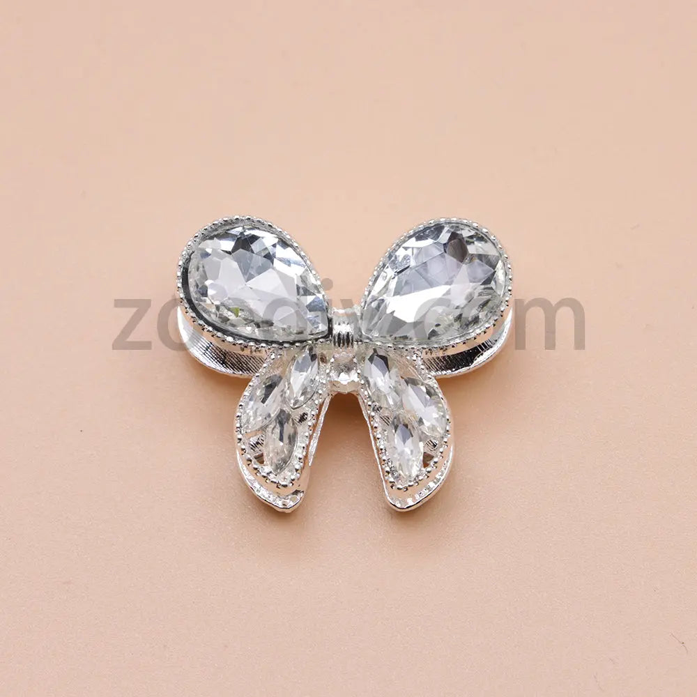 FS4517- 2Pieces Crystal Diamond Metal Bows Beads Fit For Beadable Pens Zoe's DIY Shop