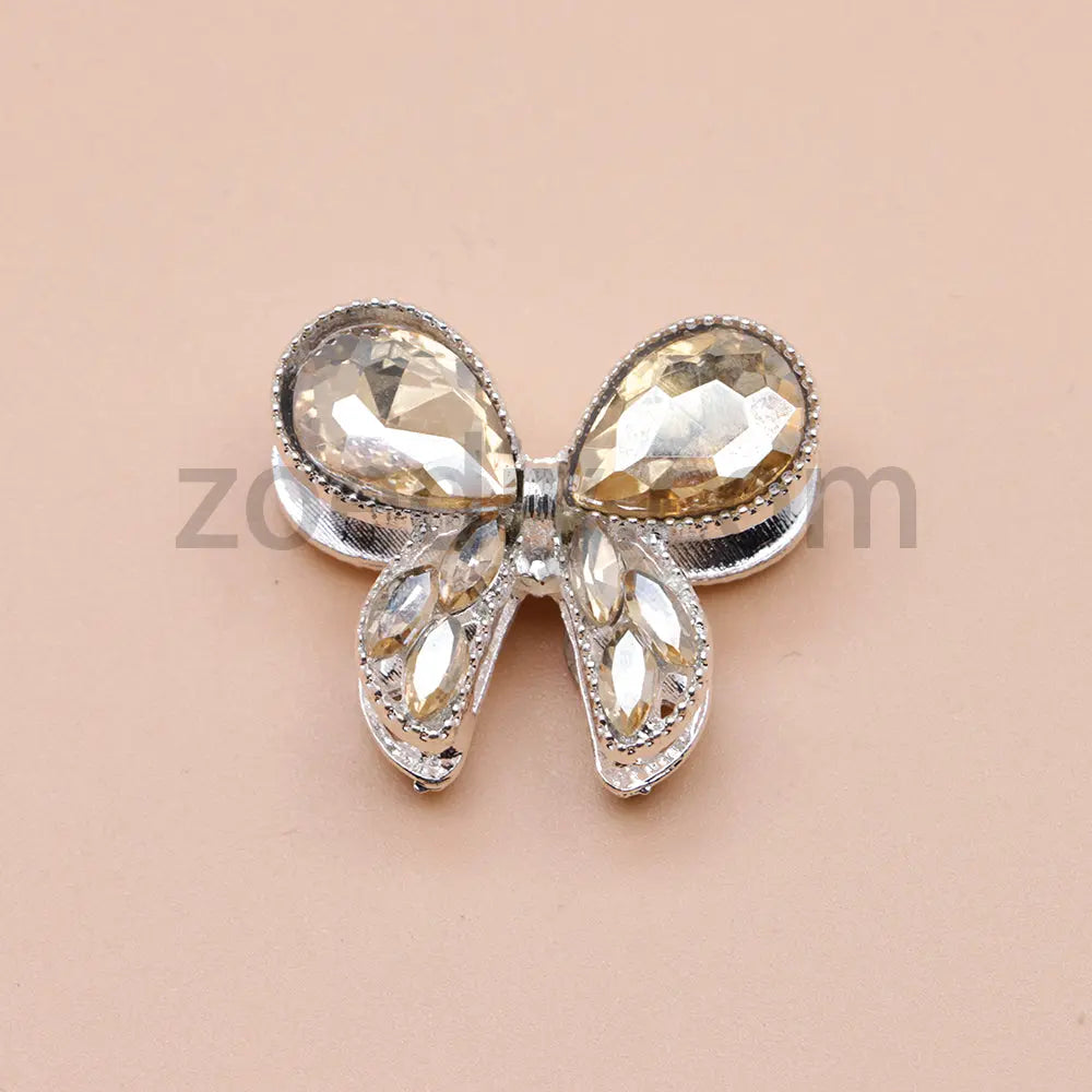 FS4517- 2Pieces Crystal Diamond Metal Bows Beads Fit For Beadable Pens Zoe's DIY Shop