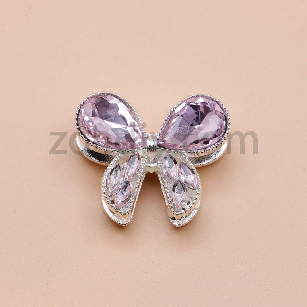 FS4517- 2Pieces Crystal Diamond Metal Bows Beads Fit For Beadable Pens Zoe's DIY Shop