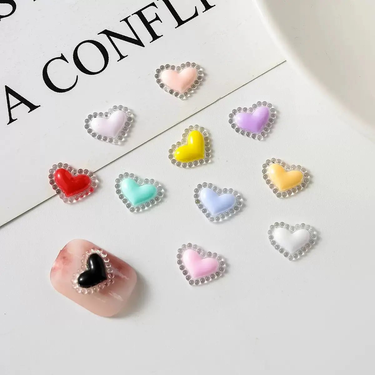 FS4518-8.3×10.5mm Heart Nail Charms For Making Fancy Beads Or Fancy Beadable Pens Zoe's DIY Shop