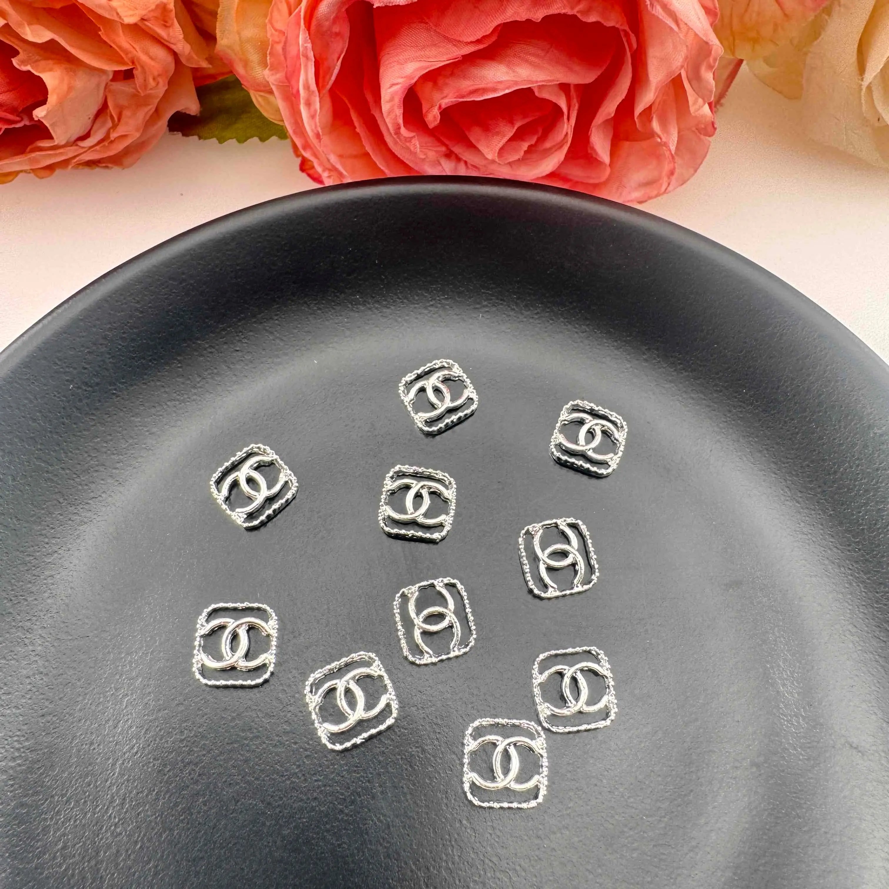 FS4591-About 9mm C Square Metal Nail Charms Zoe DIY Wholesale