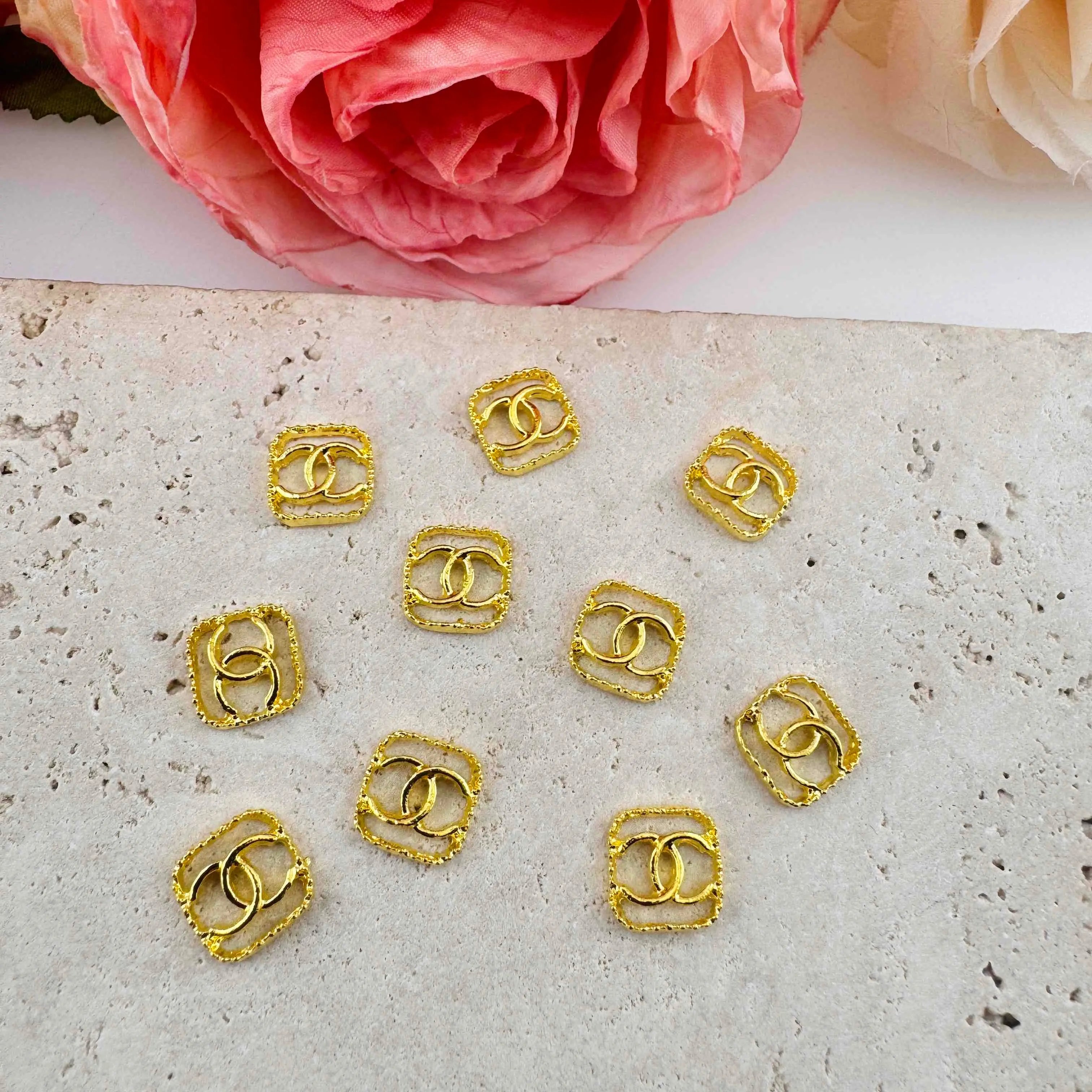 FS4591-About 9mm C Square Metal Nail Charms Zoe DIY Wholesale