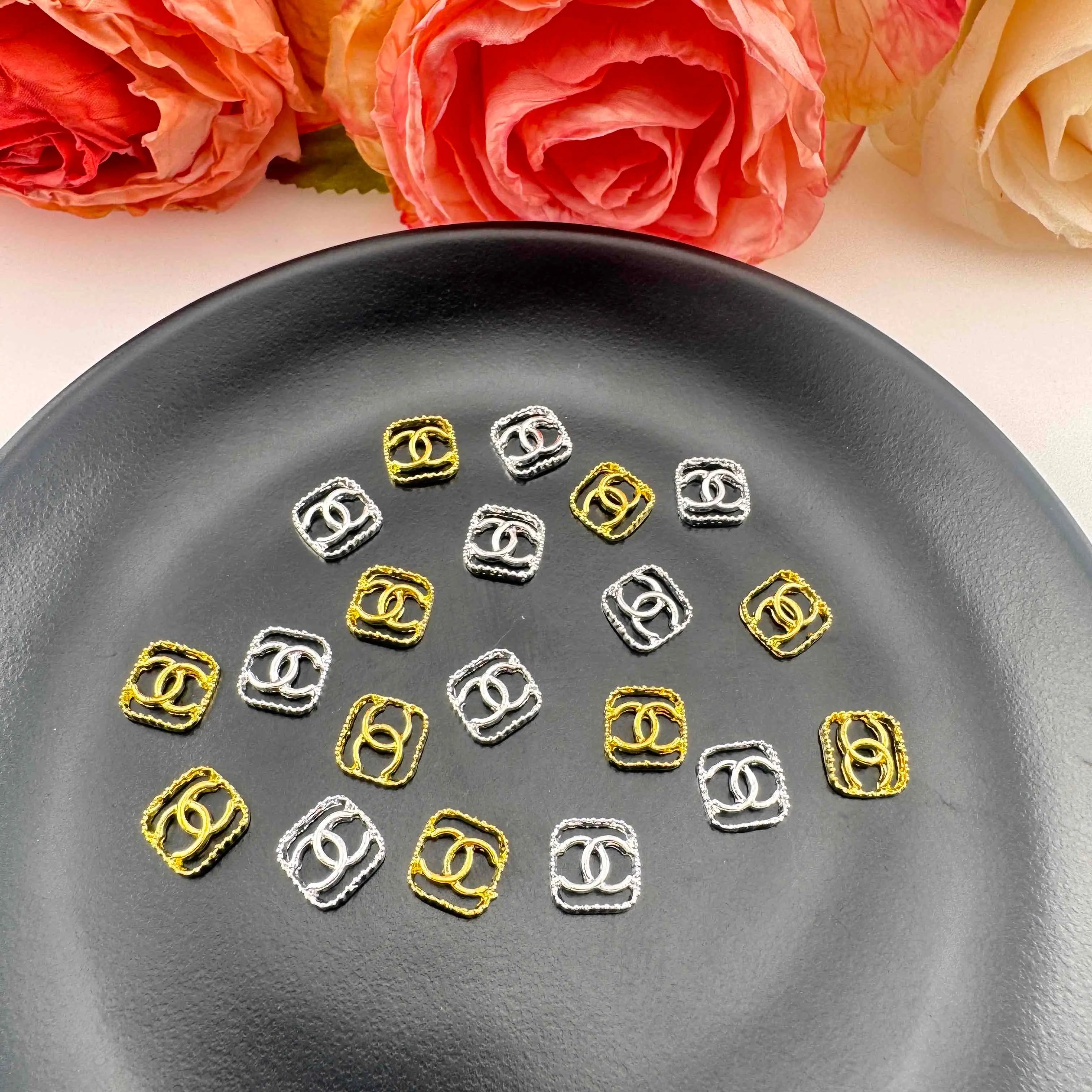 FS4591-About 9mm C Square Metal Nail Charms Zoe DIY Wholesale